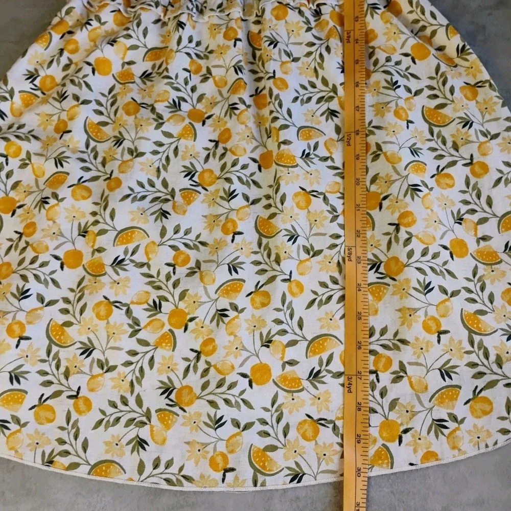 Kirious Los Angeles Mini Dress Womens Small Fruit Print Linen Blend Smocked Cute